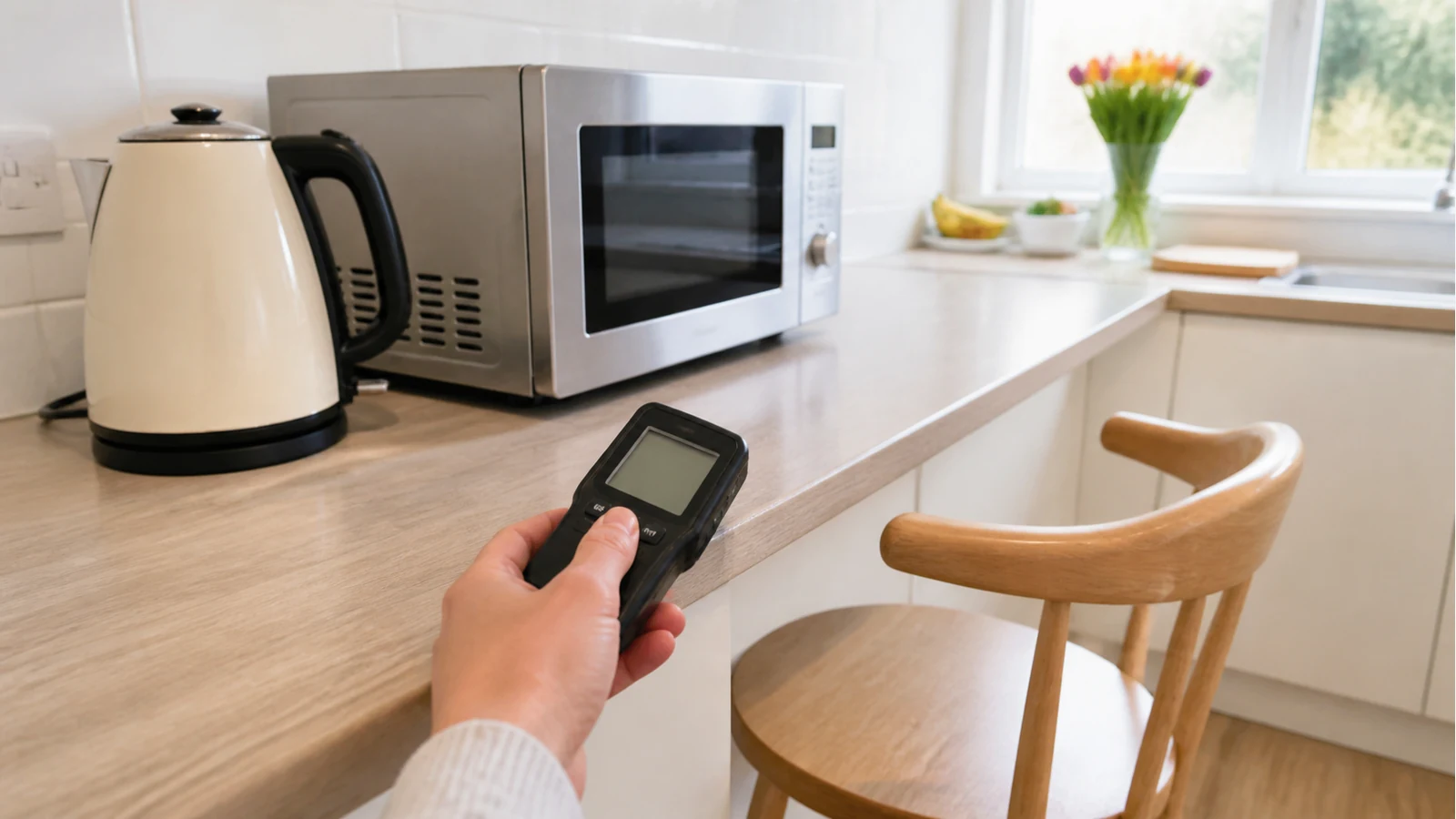 Mapping magnetic-field hotspots along UK kitchen appliances with a handheld meter