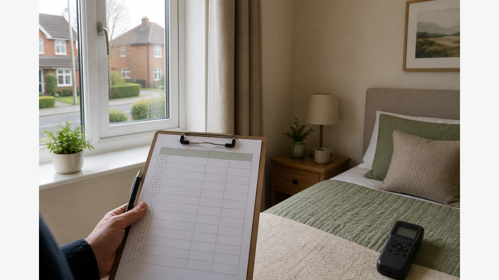 House viewing checklist for noting magnetic field readings room by room