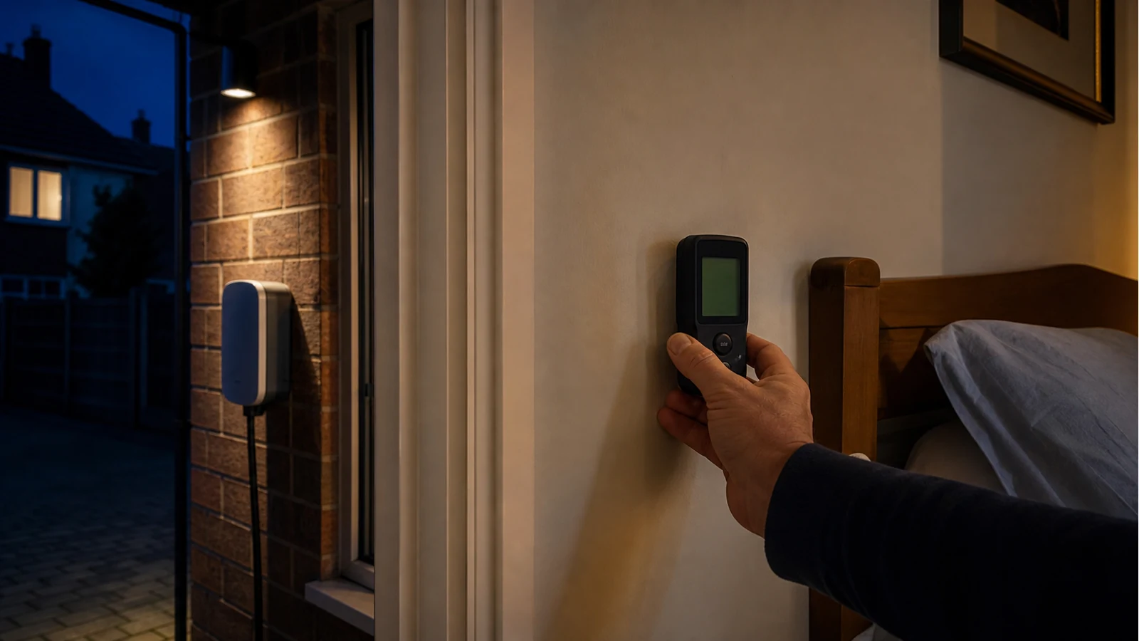 Measuring magnetic field on a UK bedroom wall shared with a home EV wallbox